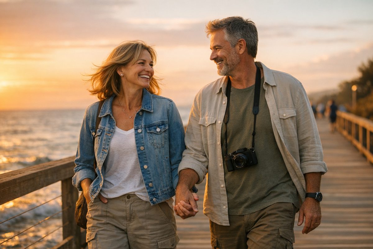 Retired couple enjoying their journey